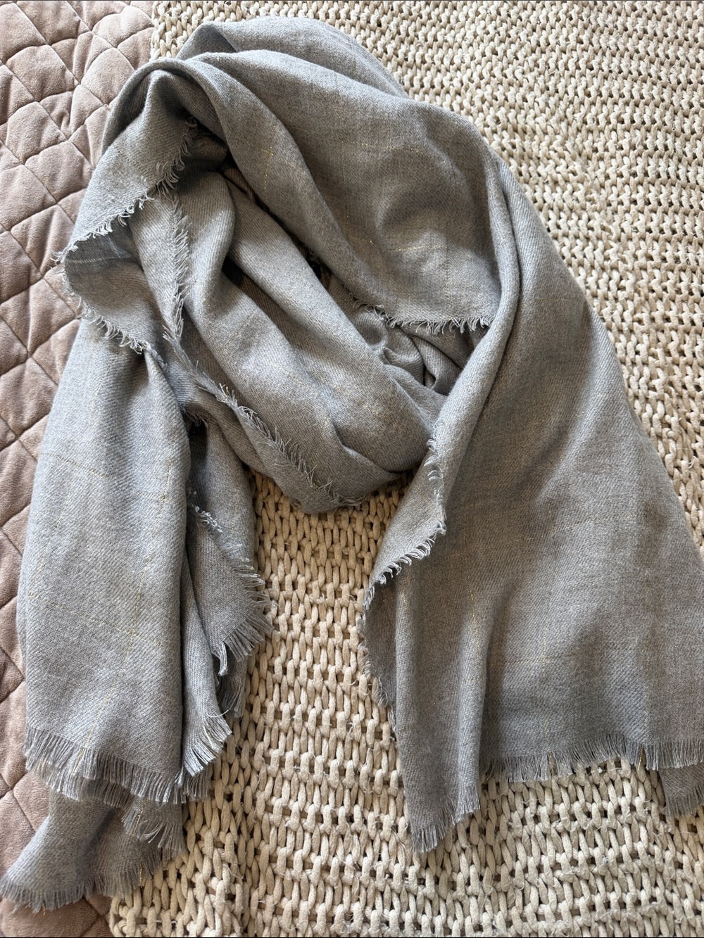 a new day Gray Lightweight Fringed Scarf Wrap